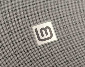 5 x Silver & Black Linux Mint v2 Stickers For The Computer Case
