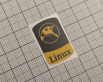 コンピューターケース用 Linux ステッカー（黒と黄色）5枚 18 x 28 mm