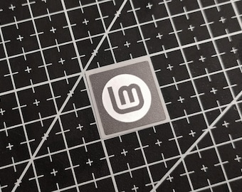 5 x Black & Silver Linux Mint v1 Stickers For The Computer Case
