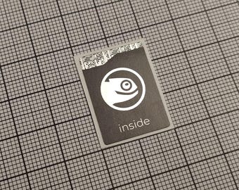 5 x Black and Silver openSUSE Linux Inside v1 Stickers For The Computer Case 18 x 25 mm