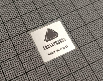 コンピューターケース用 シルバー＆ブラック EndeavorOS Linux ステッカー 5枚