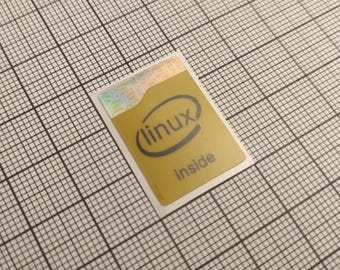 コンピュータケース用 イエロー＆ブラック Linux 内側ステッカー 10枚 18 x 25 mm
