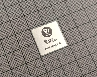5 x シルバー＆ブラック Pop!_OS Linux ステッカー（コンピューターケース用）