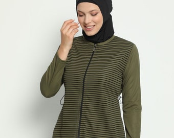 Muslim Olive Green Swimwear Burkini