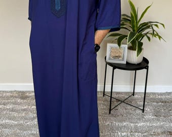 Men’s Navy Blue Moroccan Thobe