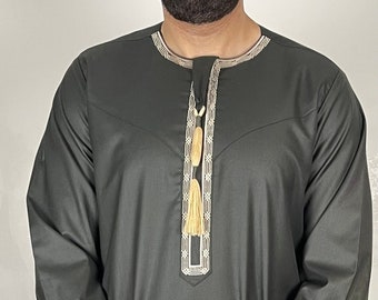 Premium Men’s Olive Green  Embroidered Omani Thobe