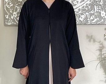 Premium Black Nida A-Line Open Abaya