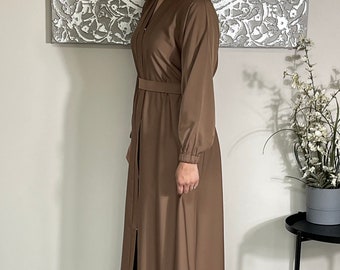 Premium Taupe Nida Open Abaya