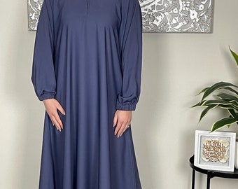 Denim Blue Cuffed sleeve closed Abaya