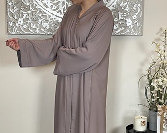 Light Lilac Wide Sleeve Nida Open Abaya