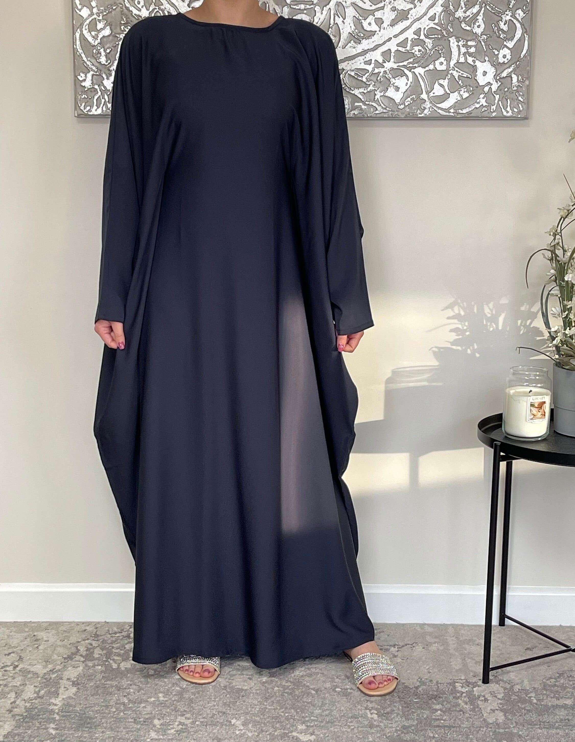Abaya Femme Islamique INAYAH - Bleu Marine - Taille S - Style évasé Ouvert - Neuf Sans étiquettes