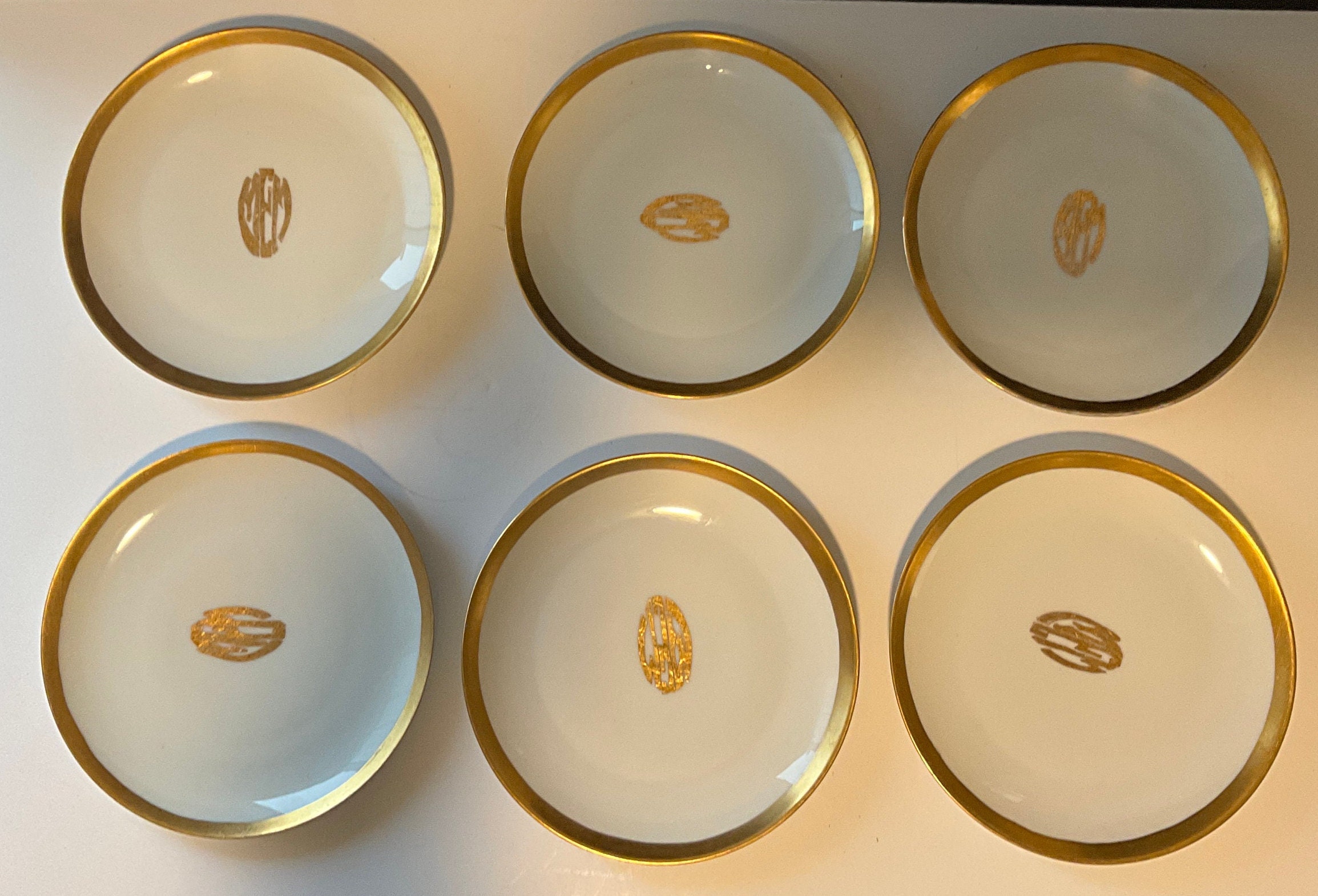Hutschenreuther Selb Bavaria Gold Trim China Plates, 3 Salad and 6
