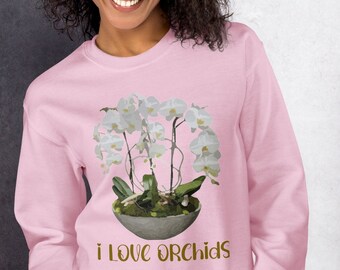 Ich LIEBE ORCHIDEEN Warmes Sweatshirt Pullover Langarm T-Shirt Tshirt T-Shirt Tee Gartenliebhaber Geschenk