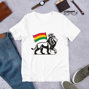 Lion of Judah Rastafarian T-shirt Tshirt T shirt Tee Haile Selassie I Rasta Red Yellow Green Black