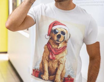 GOLDEN RETRIEVER CHRISTMAS T-shirt Tshirt T shirt Tee Gift for Him Her Boyfriend Girlfriend Husband Wife