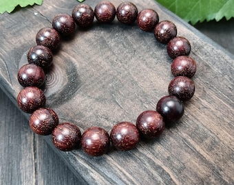 Handmade Red Sandalwood Fidget Bracelet: Stress Relief Jewelry