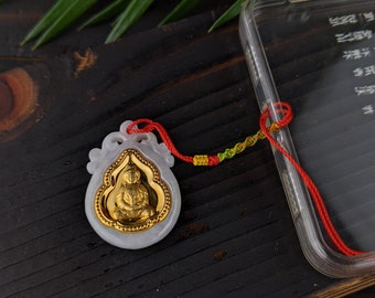 golden and white  Nephrite  jade pendant