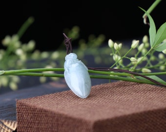 Light Green Jadeite A Pendant, Monkey Peach Amulet