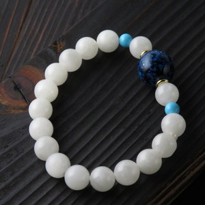 Jade A Emerald White Beads bracelet