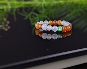 Tiny Jadeite A jade beads green yellow and white ring rich colors