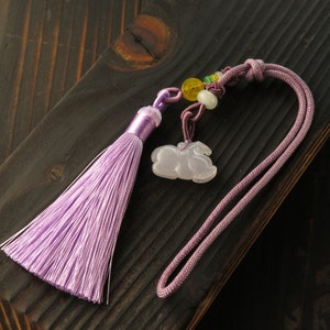 Cute Jadeite A horse and purple tassels keychain or bag hanging