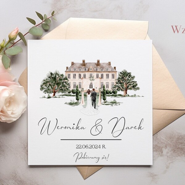 Zaproszenie na Ślub Wedding Invitation Square Invitation Card with Envelope Zaproszenie Ślubne Hochzeits Einladung