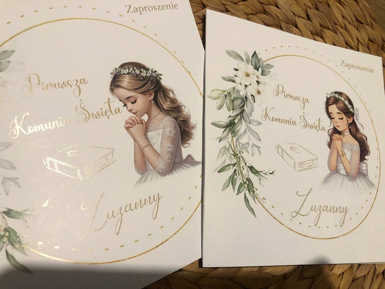 Zaproszenie na Komunię Świętą / First Communion Invitation / Card 15cm x 15 cm Komunia Święta kommunion einladung zaproszenia na komunie zdjęcie 7