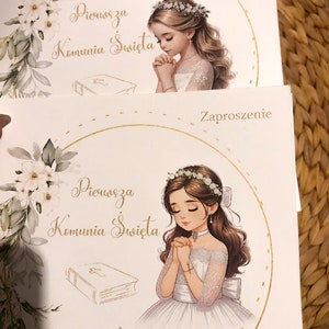 Zaproszenie na Komunię Świętą / First Communion Invitation / Card 15cm x 15 cm Komunia Święta kommunion einladung zaproszenia na komunie zdjęcie 8