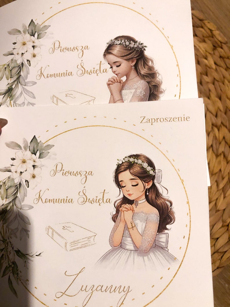 Zaproszenie na Komunię Świętą / First Communion Invitation / Card 15cm x 15 cm Komunia Święta kommunion einladung zaproszenia na komunie zdjęcie 8