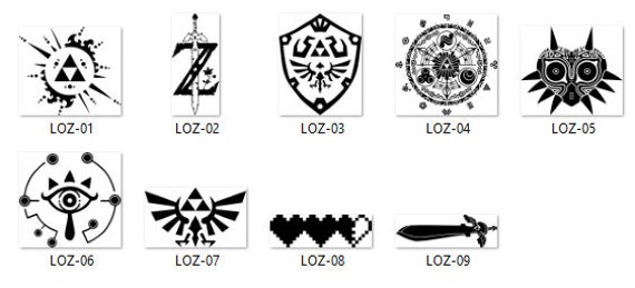 9 LOZ Vector Set, Triforce Vector, Wingcrest Design, Video Game Art, The Legend of Clip Art, Zelda Cricut Silhouette svg, eps, dxf, png, jpg