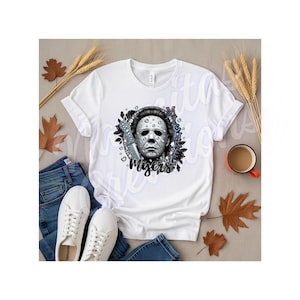 Iriserend Michael Myers Halloween-T-shirt.  Iriserende levendige kleuren.