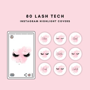 80 Lash Artist Instagram Highlight Covers - Lash Tech Instagram Highlight Icons, Lash Instagram Story Icons, Eyelash Extensions Instagram