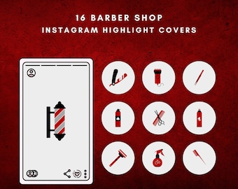 16 Barber Shop Instagram Highlight Covers - Barbershop icons, Barbershops Highlights for Instagram, Barber Shop Instagram Story Highlights