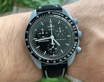 MoonSwatch strap correa de silicona negro de alta calidad | Omega x Swatch & Speedmaster MoonWatch