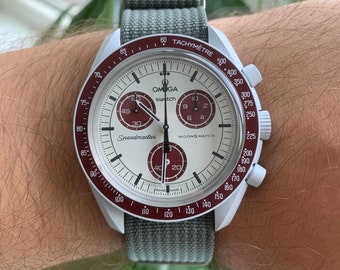 MoonSwatch horlogeband van hoogwaardig grijs nylon | Omega x Swatch & Moonwatch Speedmaster