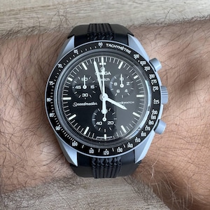 Black Silicone Strap 20mm – Compatible with Omega x Swatch MoonSwatch & Speedmaster