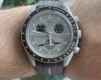 MoonSwatch strap Armband braun / weiß hochwertiges Silikon | Omega x Swatch & Speedmaster MoonWatch