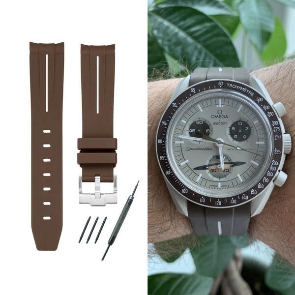 MoonSwatch strap band brown / white high quality silicone | Omega x Swatch & Speedmaster MoonWatch