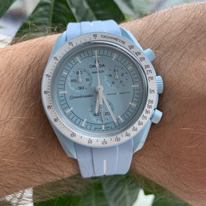 MoonSwatch strap band sky blue high quality silicone | Omega x Swatch & Speedmaster MoonWatch
