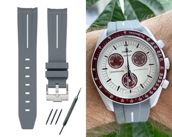 MoonSwatch strap band grey / white high quality silicone | Omega x Swatch & Speedmaster MoonWatch
