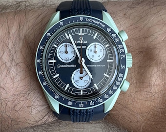 Blue Silicone Strap 20mm – Compatible with Omega x Swatch MoonSwatch & Speedmaster