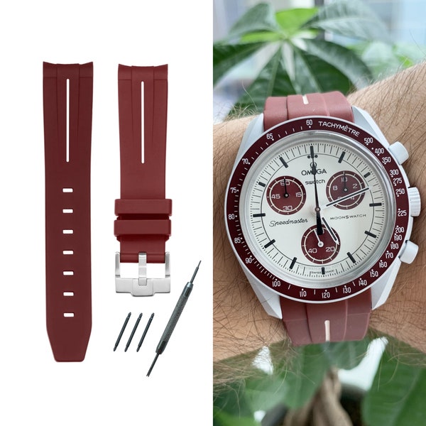 MoonSwatch strap bracelet de montre rouge vin silicone haute qualité | Omega x Swatch & Moonwatch Speedmaster