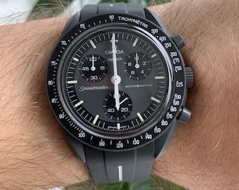 MoonSwatch strap Armband schwarz / weiß hochwertiges Silikon | Omega x Swatch & Speedmaster MoonWatch