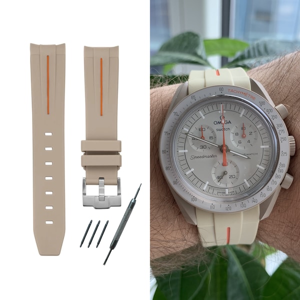MoonSwatch strap band beige / orange high quality silicone | Omega x Swatch & Speedmaster MoonWatch