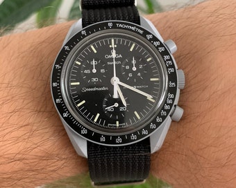 MoonSwatch strap correa de reloj de nylon negro de alta calidad | Omega x Swatch & Moonwatch Speedmaster