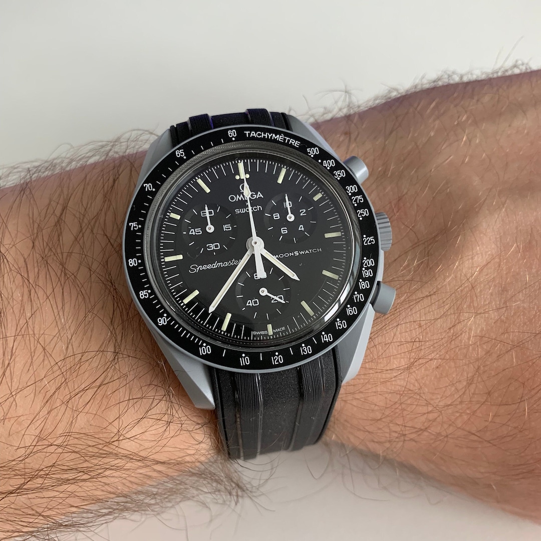 Moonswatch Strap Band Black High Quality Silicone Omega X Swatch