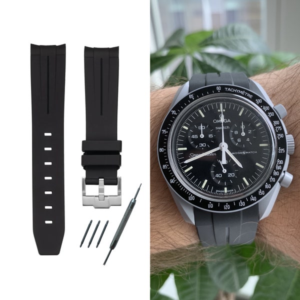 MoonSwatch strap band black high quality silicone | Omega x Swatch & Speedmaster MoonWatch