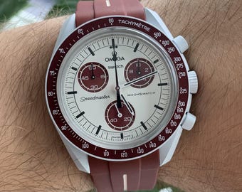 MoonSwatch-bandje, wijnrood, hoogwaardig siliconen horlogebandje | Omega x Swatch & Moonwatch Speedmaster