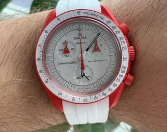 MoonSwatch strap Armband weiß hochwertiges Silikon | Omega x Swatch & Speedmaster MoonWatch