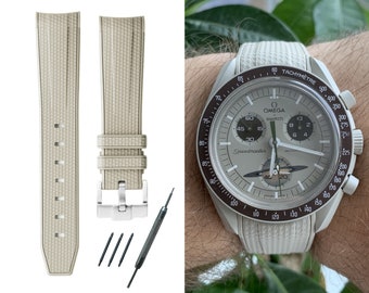 MoonSwatch strap bracelet de montre beige silicone haute qualité | Omega x Swatch & Moonwatch Speedmaster